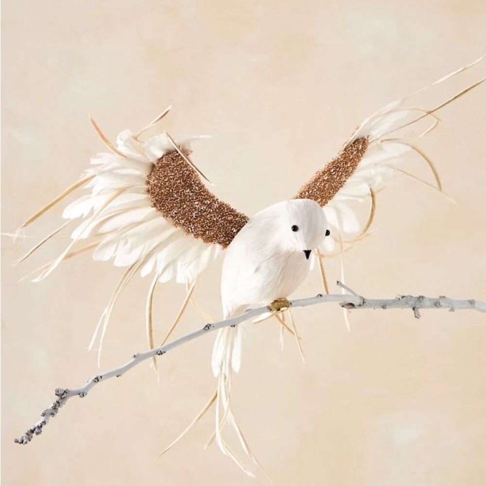 Anthropologie Wispy Bird Ornament White